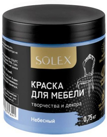 Краска акриловая Solex, для мебели, небесный, 0.75 кг купить в СОМ