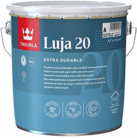 Краска водно-дисперсионная Tikkurila Luja Exstra, для стен и потолков, полуматовая, база А, 2.7л купить в СОМ