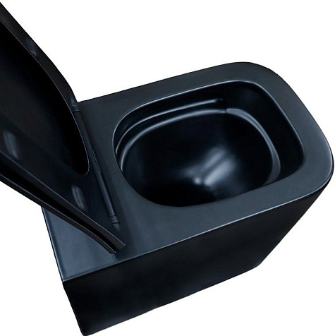 Унитаз подвесной Azario Cascad-black AZ-2303A-MB, безободковый, торнадо, черный, сиденье микролифт купить в СОМ