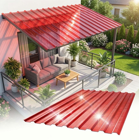 Поликарбонат кровельный трапеция 1,05х2м красный купить в СОМ